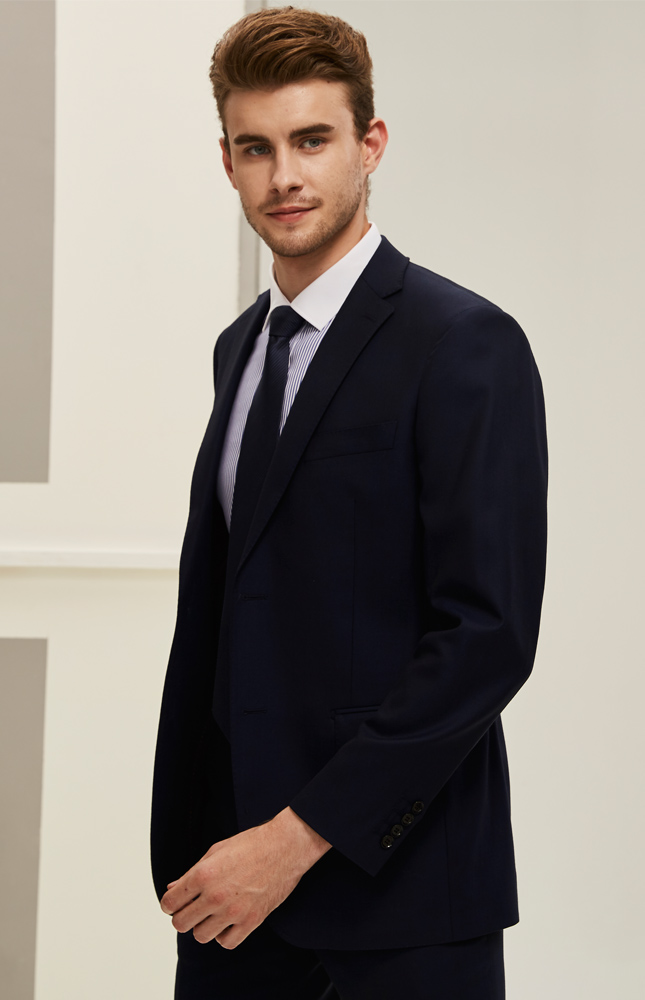 午夜蓝英国进口纯毛平驳头商务西装上衣
