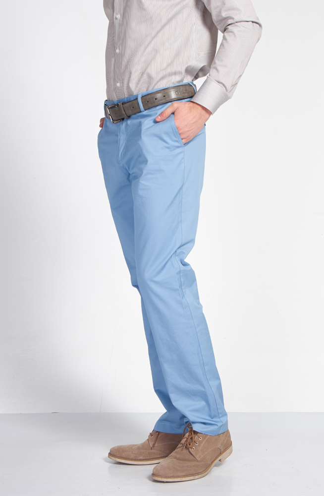 浅蓝色纯棉春夏款休闲裤