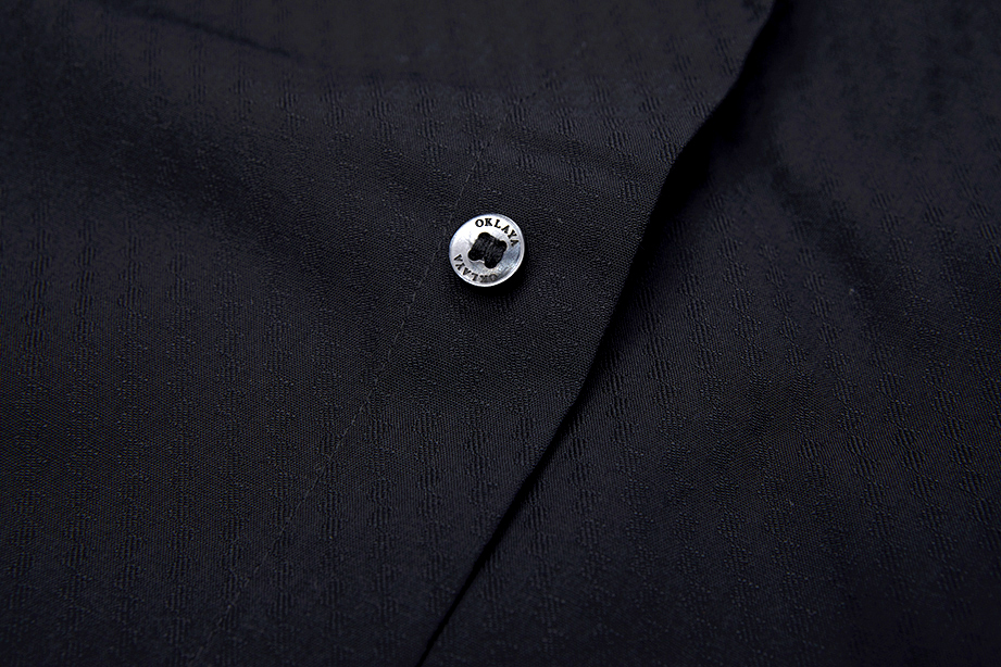 黑色纯棉暗纹温莎领商务休闲衬衫