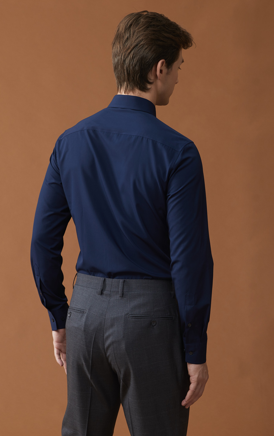 藏蓝色竹纤维环保抑菌长袖衬衫